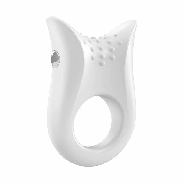 Anello vibrante OVO B2 bianco in silicone morbido con pulsanti metallico e design ergonomico