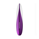 Vibratore OVO F11 bianco e viola con design affusolato e pulsante metallico