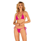 Bikini intero rosa acceso Obsessive Bella Vista vista frontale con spalline sottili