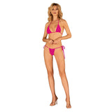 Bikini intero rosa acceso Obsessive Bella Vista donna con scarpe trasparenti vista frontale
