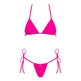 Bikini intero rosa acceso Obsessive Bella Vista in vista piatta con bottone centrale slip
