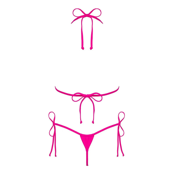 Costume mare rosa completo Obsessive Bella Vista su sfondo bianco dettaglio reggiseno e slip