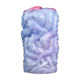 Vista frontale verticale masturbatore Octopus Orana silicone lucido blu-lavanda con ventose