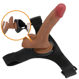 Vista frontale harness cinturino nero connessione dildo suction