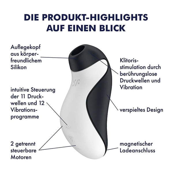 Orca Double Air Pulse Vibrator - Black/White