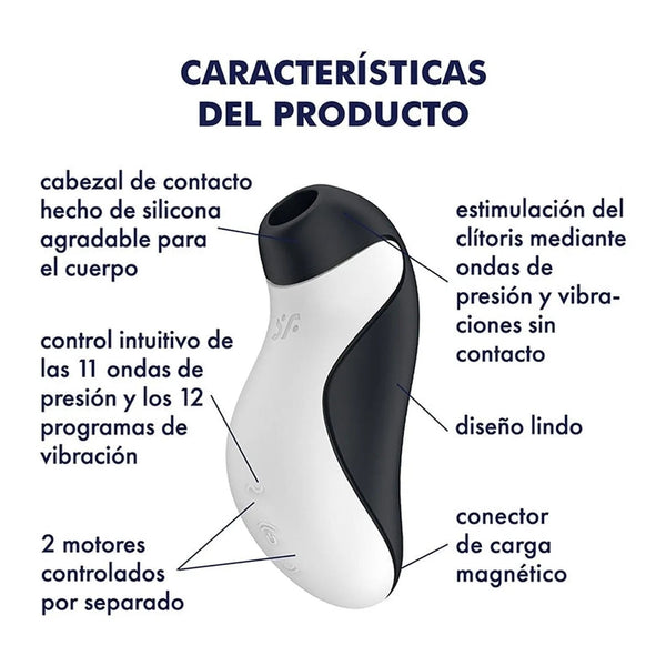 Orca Double Air Pulse Vibrator - Black/White