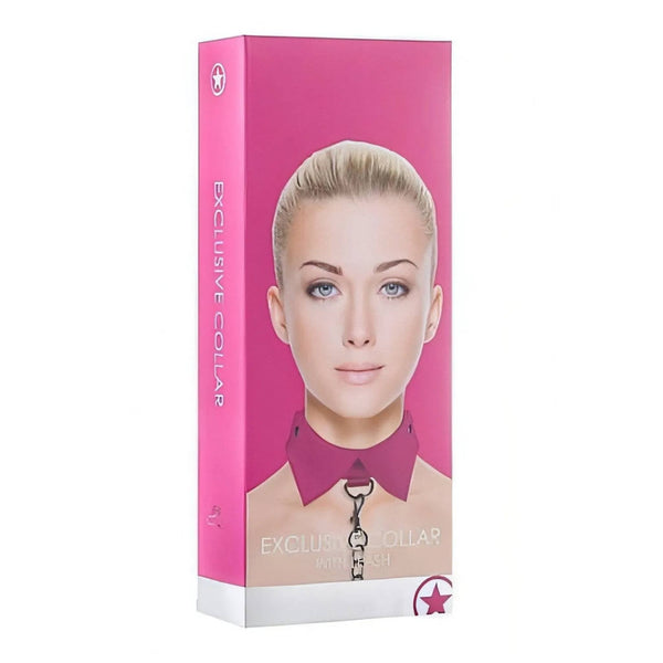 Ouch! Deluxe - Collare a colletto con guinzaglio coordinato - Rosa