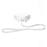 Collare a colletto camicia bianco lucido con guinzaglio coordinato