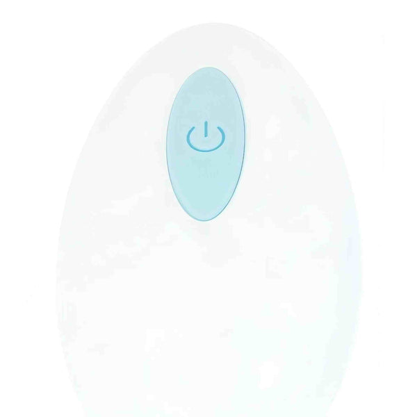 Ovetto vibrante wireless azzurro con pulsante di accensione