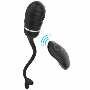 Ovulo Vibrante Wireless in Silicone con 10 modalità di vibrazione - Ricaricabile, Nero, Silicone