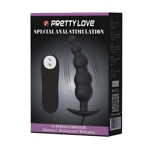 Palline Anali in Silicone con telecomando e 12 diversi programmi di vibrazione - Nero, Silicone, Impermeabile