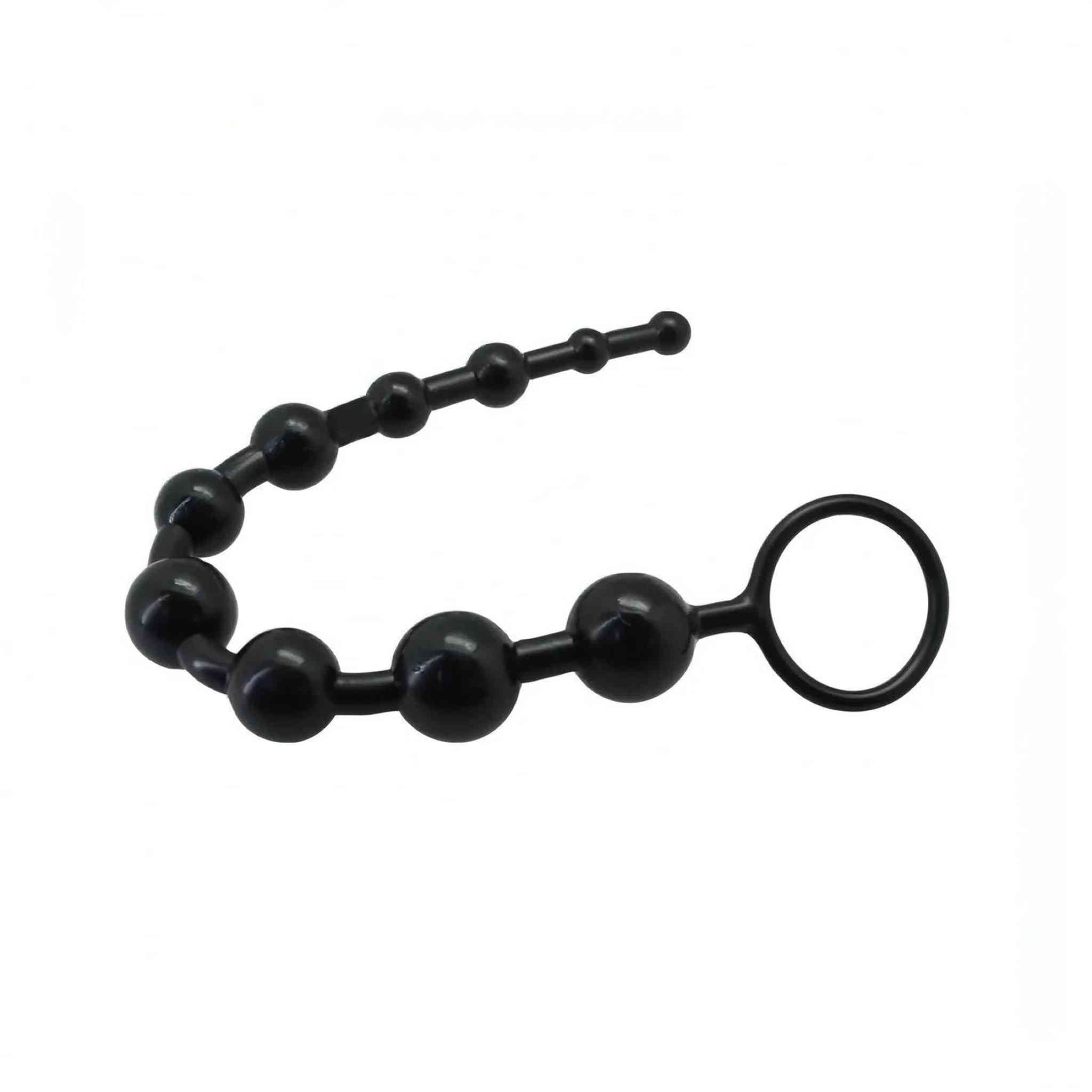 Palline anali con impugnatura ad anello, diametro da 1 a 2.5 cm - Nero