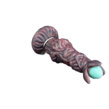 Ovipositor Pandora rosso violaceo con anello metallico e uovo turchese