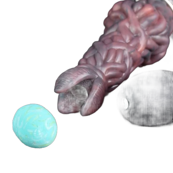 Toy Pandora Ovipositor flessibile rosso-marrone con uovo turchese e ago