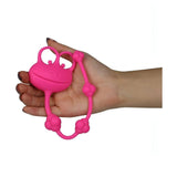 Scala dimensioni perline anali silicone rosa tenute in mano