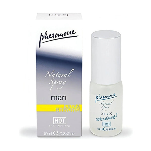 Spray feromoni uomo naturale intenso Hot 5ml confezione e flacone trasparente