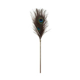 Piumino per solletico Peacock Tickler con piume di pavone blu-verdi e manico dorato