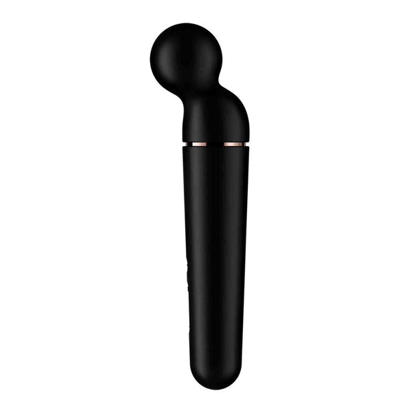 Vibratore Planet Wand-er nero e oro rosa vista frontale