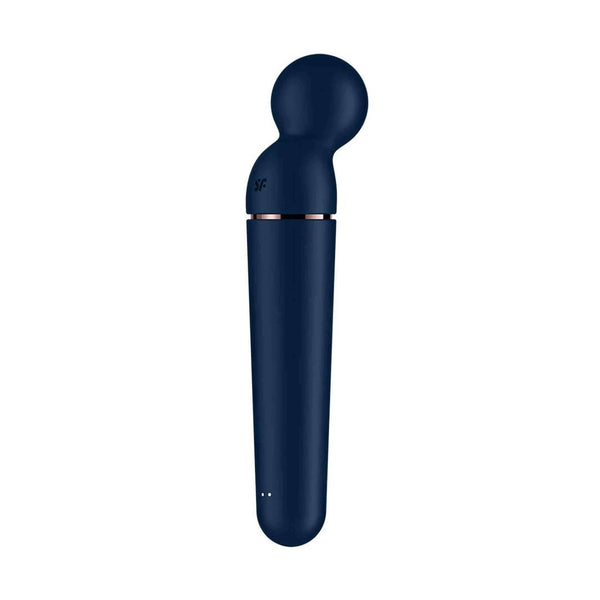 Vibrazione Satisfyer Planet Wand-er blu opaco con logo SF e luci LED