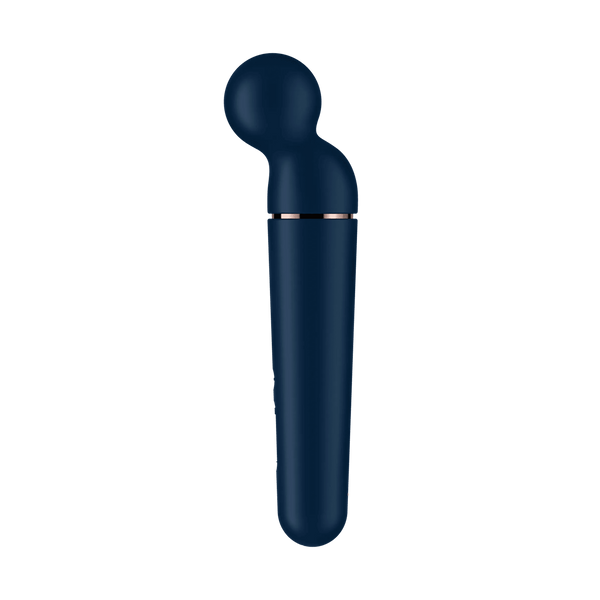 Profilo laterale vibratore a bastoncino Satisfyer Planet Wand-er blu e rosa oro
