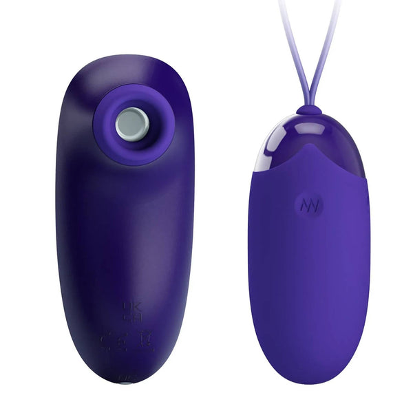 Succhiaclitoride a bocca circolare e ovulo vibrante trasparente viola con logo W