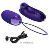 Set Pleasure Combo viola con succhiaclitoride wireless e ovulo vibrante ricaricabile USB
