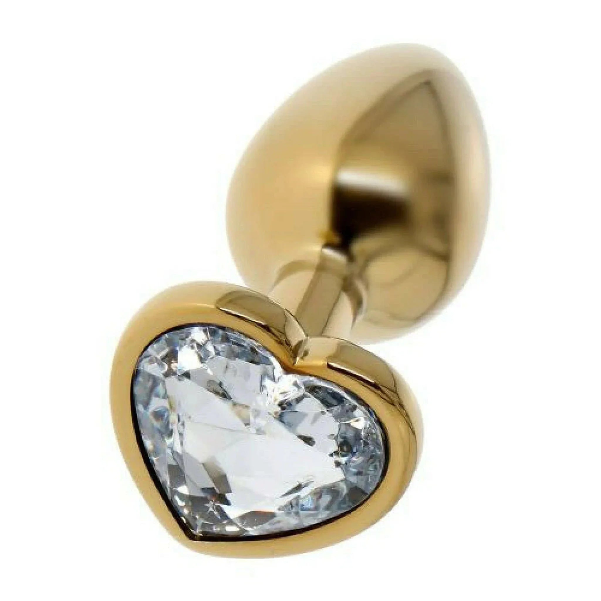 Plug Anale A Forma Di Cuore in Metallo Dorato Con Diamante Clear