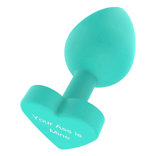 Plug anale silicone verde acqua profilo curvo base cuore incisa