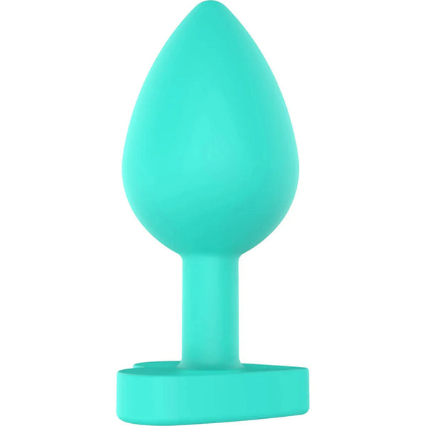 Plug anale silicone opaco verde acqua finitura liscia base cuore orizzontale