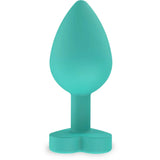Plug anale verde acqua silicone superficie liscia ombreggiatura base cuore