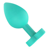 Plug anale silicone verde acqua base rettangolare perpendicolare diagonale
