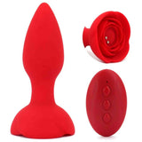 Plug anale rosa in silicone con telecomando wireless e testa a forma di fiore