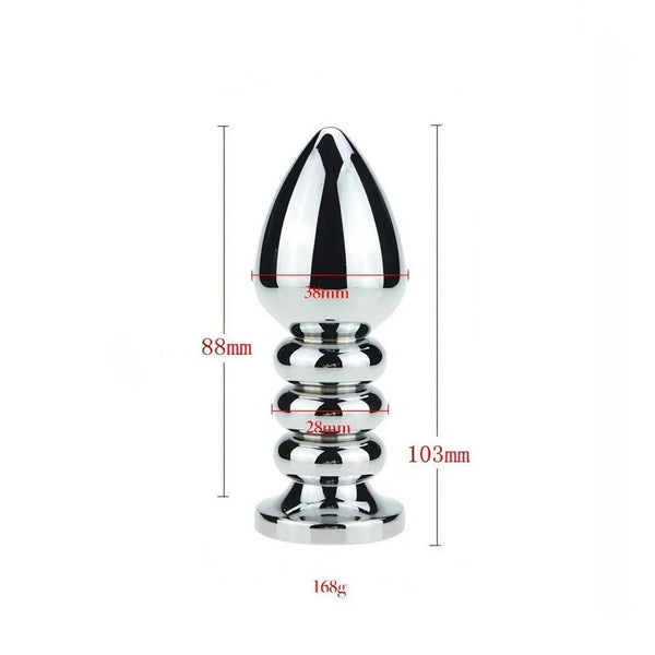 Plug Anale Ribbed in Acciaio 175g con Gemma