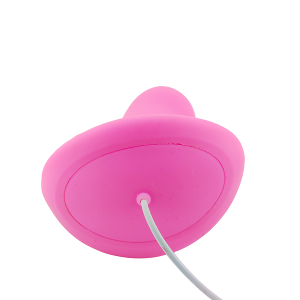 Base ovale liscia plug anale rosa con uscita cavo bianco