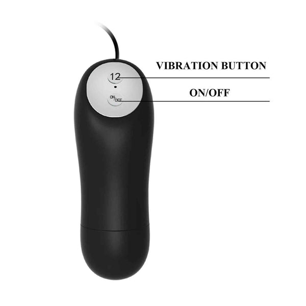 Plug Anale Vibrante Design con glande scolpito - 12 Modalità Di Vibrazione, Nero