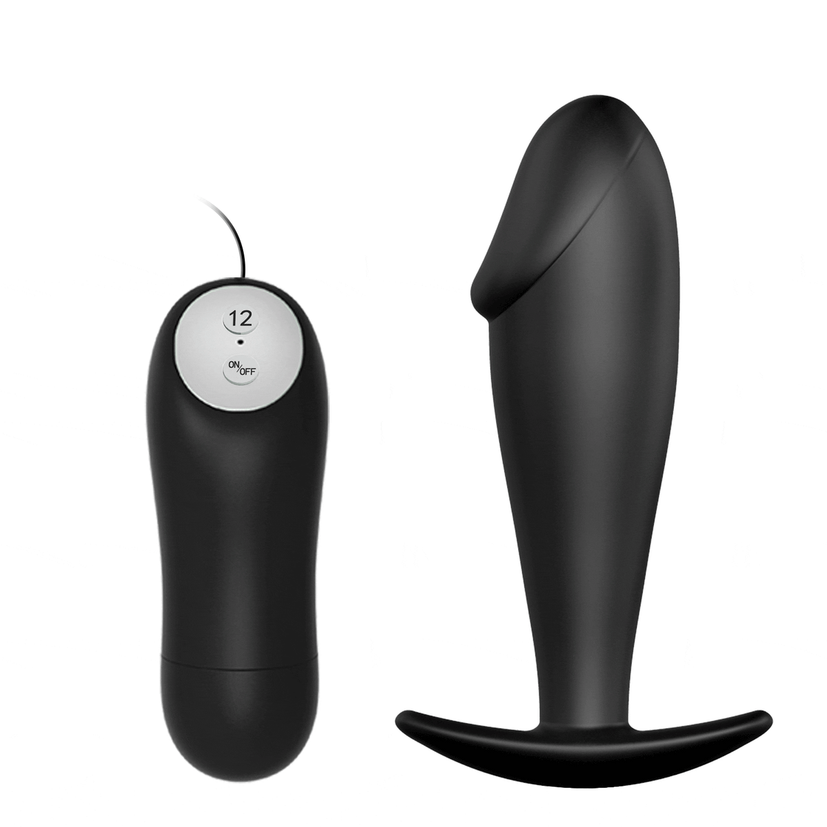 Plug Anale Vibrante Design con glande scolpito - 12 Modalità Di Vibrazione, Nero