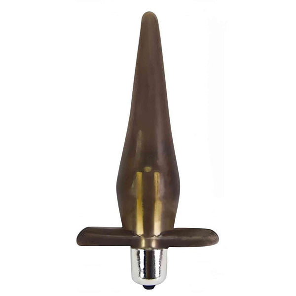 Plug anale vibrante multispeed grigio fumo con base a croce e motore cromato