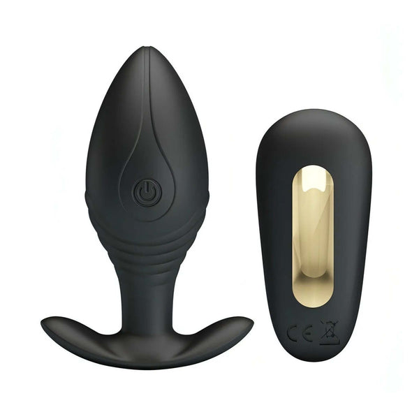 Plug Anale Wireless con Potente motore da 12 modalità di vibrazione - Ricaricabile, Impermeabile, Nero