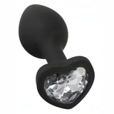 Plug Anale con Diamante a forma di cuore - Nero, Silicone