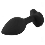 Plug Anale con Diamante a forma di cuore - Nero, Silicone