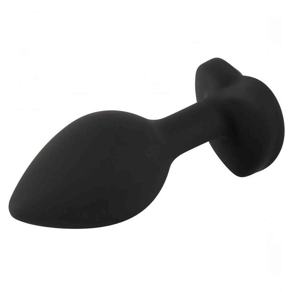 Plug Anale con Diamante a forma di cuore - Nero, Silicone
