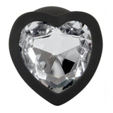 Plug Anale con Diamante a forma di cuore - Nero, Silicone