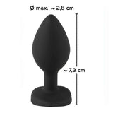 Plug Anale con Diamante a forma di cuore - Nero, Silicone