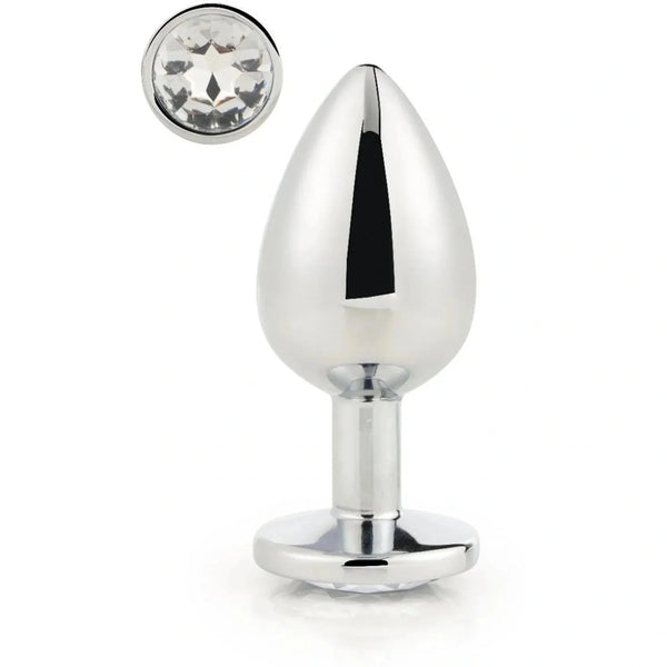 Plug Anale in Metallo Con Diamante Bianco - Large