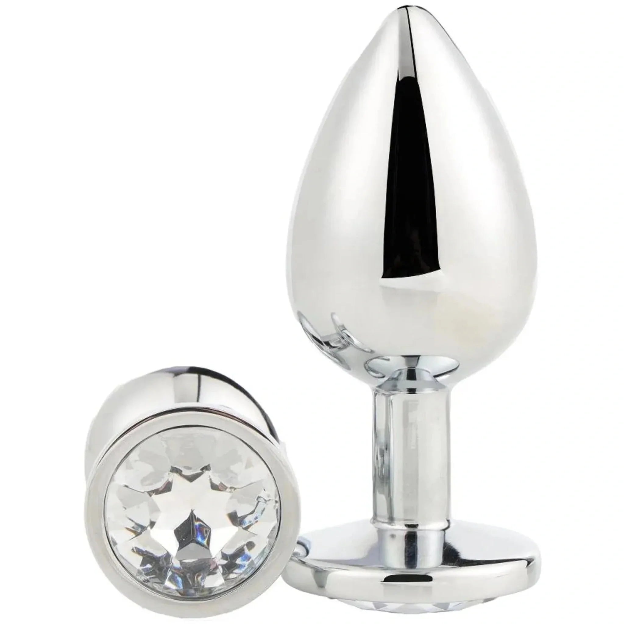 Plug Anale in Metallo Con Diamante Bianco - Large