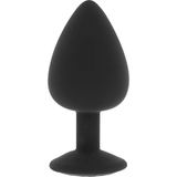 Plug anale nero in silicone con forma a goccia e base piatta
