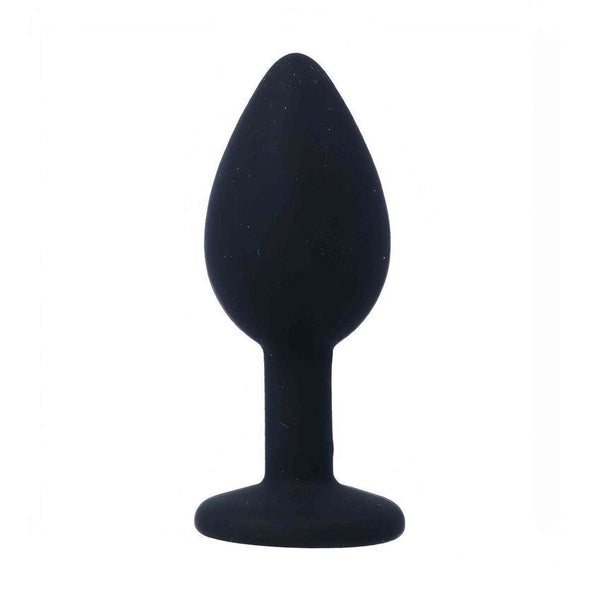 Vista Posteriore Plug Anale Nero in Silicone Forma Goccia