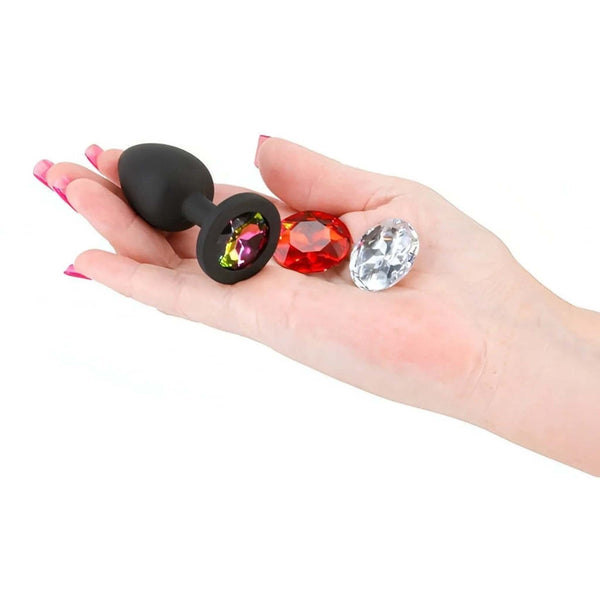 Plug Anale in Silicone con Gemma Intercambiabile – Circolare, Small