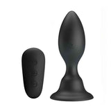 Plug anale gonfiabile nero in silicone con telecomando wireless a 12 modalità