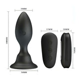 Misure tecniche plug anale nero 108mm e telecomando wireless